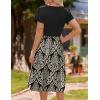 imageZeagoo Womens Midi Dress Summer Short Sleeve Dress with Pockets 2025 Casual Floral TShirt Dress Flowy Beach SundressBlackfloral02