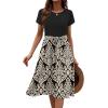 imageZeagoo Womens Midi Dress Summer Short Sleeve Dress with Pockets 2025 Casual Floral TShirt Dress Flowy Beach SundressBlackfloral02