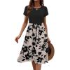 imageZeagoo Womens Midi Dress Summer Short Sleeve Dress with Pockets 2025 Casual Floral TShirt Dress Flowy Beach SundressBlackfloral03