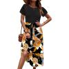 imageZeagoo Womens Midi Dress Summer Short Sleeve Dress with Pockets 2025 Casual Floral TShirt Dress Flowy Beach SundressBlackred Floral