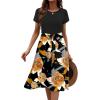 imageZeagoo Womens Midi Dress Summer Short Sleeve Dress with Pockets 2025 Casual Floral TShirt Dress Flowy Beach SundressBlackred Floral