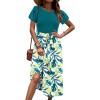 imageZeagoo Womens Midi Dress Summer Short Sleeve Dress with Pockets 2025 Casual Floral TShirt Dress Flowy Beach SundressBluegreenfloral