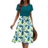 imageZeagoo Womens Midi Dress Summer Short Sleeve Dress with Pockets 2025 Casual Floral TShirt Dress Flowy Beach SundressBluegreenfloral