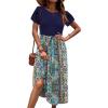 imageZeagoo Womens Midi Dress Summer Short Sleeve Dress with Pockets 2025 Casual Floral TShirt Dress Flowy Beach SundressDeepbluecolor Floral