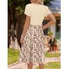 imageZeagoo Womens Midi Dress Summer Short Sleeve Dress with Pockets 2025 Casual Floral TShirt Dress Flowy Beach SundressLight Khakfloral