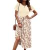 imageZeagoo Womens Midi Dress Summer Short Sleeve Dress with Pockets 2025 Casual Floral TShirt Dress Flowy Beach SundressLight Khakfloral