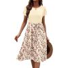 imageZeagoo Womens Midi Dress Summer Short Sleeve Dress with Pockets 2025 Casual Floral TShirt Dress Flowy Beach SundressLight Khakfloral