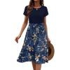 imageZeagoo Womens Midi Dress Summer Short Sleeve Dress with Pockets 2025 Casual Floral TShirt Dress Flowy Beach SundressNavybluefloral