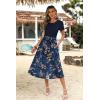 imageZeagoo Womens Midi Dress Summer Short Sleeve Dress with Pockets 2025 Casual Floral TShirt Dress Flowy Beach SundressNavybluefloral