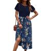 imageZeagoo Womens Midi Dress Summer Short Sleeve Dress with Pockets 2025 Casual Floral TShirt Dress Flowy Beach SundressNavybluefloral