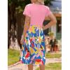 imageZeagoo Womens Midi Dress Summer Short Sleeve Dress with Pockets 2025 Casual Floral TShirt Dress Flowy Beach SundressPinkcolor Floral