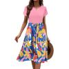 imageZeagoo Womens Midi Dress Summer Short Sleeve Dress with Pockets 2025 Casual Floral TShirt Dress Flowy Beach SundressPinkcolor Floral