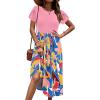 imageZeagoo Womens Midi Dress Summer Short Sleeve Dress with Pockets 2025 Casual Floral TShirt Dress Flowy Beach SundressPinkcolor Floral