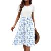 imageZeagoo Womens Midi Dress Summer Short Sleeve Dress with Pockets 2025 Casual Floral TShirt Dress Flowy Beach SundressWhite Bluefloral
