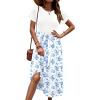 imageZeagoo Womens Midi Dress Summer Short Sleeve Dress with Pockets 2025 Casual Floral TShirt Dress Flowy Beach SundressWhite Bluefloral