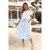 imageZeagoo Womens Midi Dress Summer Short Sleeve Dress with Pockets 2025 Casual Floral TShirt Dress Flowy Beach SundressWhite Bluefloral