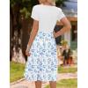 imageZeagoo Womens Midi Dress Summer Short Sleeve Dress with Pockets 2025 Casual Floral TShirt Dress Flowy Beach SundressWhite Bluefloral