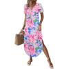 imageZeagoo Womens Maxi Summer Dress with Pockets Casual Short Sleeve Sundress Trendy 2025 Curve Hem Long DresssPink Floral02
