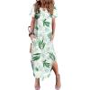 imageZeagoo Womens Maxi Summer Dress with Pockets Casual Short Sleeve Sundress Trendy 2025 Curve Hem Long DresssWhiteleafprinted