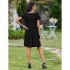 imageZeagoo Womens Casual Dress Floral Patchwork Summer Dress Square Neck Short Sleeve A Line Flowy Swing Mini Dress with PocketsBlack