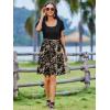 imageZeagoo Womens Casual Dress Floral Patchwork Summer Dress Square Neck Short Sleeve A Line Flowy Swing Mini Dress with PocketsPat7