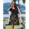 imageZeagoo Womens Casual Dress Floral Patchwork Summer Dress Square Neck Short Sleeve A Line Flowy Swing Mini Dress with PocketsPat7