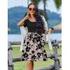 imageZeagoo Womens Casual Dress Floral Patchwork Summer Dress Square Neck Short Sleeve A Line Flowy Swing Mini Dress with PocketsPat8
