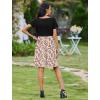 imageZeagoo Womens Casual Dress Floral Patchwork Summer Dress Square Neck Short Sleeve A Line Flowy Swing Mini Dress with PocketsPat9