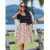 imageZeagoo Womens Casual Dress Floral Patchwork Summer Dress Square Neck Short Sleeve A Line Flowy Swing Mini Dress with PocketsPat9