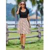 imageZeagoo Womens Casual Dress Floral Patchwork Summer Dress Square Neck Short Sleeve A Line Flowy Swing Mini Dress with PocketsPat9