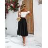 imageZeagoo Womens Midi Skirts High Waisted Pleated ALine Swing Skirts Summer Floral Long Skirts with PocketsBlack