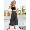 imageZeagoo Womens Midi Skirts High Waisted Pleated ALine Swing Skirts Summer Floral Long Skirts with PocketsBlcack Floral