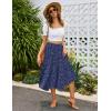 imageZeagoo Womens Midi Skirts High Waisted Pleated ALine Swing Skirts Summer Floral Long Skirts with PocketsBluedot