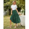 imageZeagoo Womens Midi Skirts High Waisted Pleated ALine Swing Skirts Summer Floral Long Skirts with PocketsDark Green