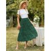imageZeagoo Womens Midi Skirts High Waisted Pleated ALine Swing Skirts Summer Floral Long Skirts with PocketsDark Green