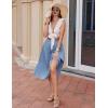 imageZeagoo Womens Midi Skirts High Waisted Pleated ALine Swing Skirts Summer Floral Long Skirts with PocketsFlorallight Blue