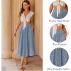 imageZeagoo Womens Midi Skirts High Waisted Pleated ALine Swing Skirts Summer Floral Long Skirts with PocketsFlorallight Blue
