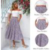 imageZeagoo Womens Midi Skirts High Waisted Pleated ALine Swing Skirts Summer Floral Long Skirts with PocketsFloralpurple
