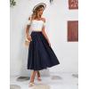 imageZeagoo Womens Midi Skirts High Waisted Pleated ALine Swing Skirts Summer Floral Long Skirts with PocketsNavy Blue