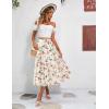 imageZeagoo Womens Midi Skirts High Waisted Pleated ALine Swing Skirts Summer Floral Long Skirts with PocketsPink Floral Apricot Print