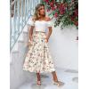 imageZeagoo Womens Midi Skirts High Waisted Pleated ALine Swing Skirts Summer Floral Long Skirts with PocketsPink Floral Apricot Print
