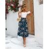 imageZeagoo Womens Midi Skirts High Waisted Pleated ALine Swing Skirts Summer Floral Long Skirts with PocketsPink Floral Navy Print
