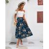 imageZeagoo Womens Midi Skirts High Waisted Pleated ALine Swing Skirts Summer Floral Long Skirts with PocketsPink Floral Navy Print