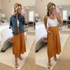imageZeagoo Womens Midi Skirts High Waisted Pleated ALine Swing Skirts Summer Floral Long Skirts with PocketsYellow Floral