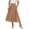 imageZeagoo Womens Midi Skirts High Waisted Pleated ALine Swing Skirts Summer Floral Long Skirts with PocketsWhite Flower Pink Print