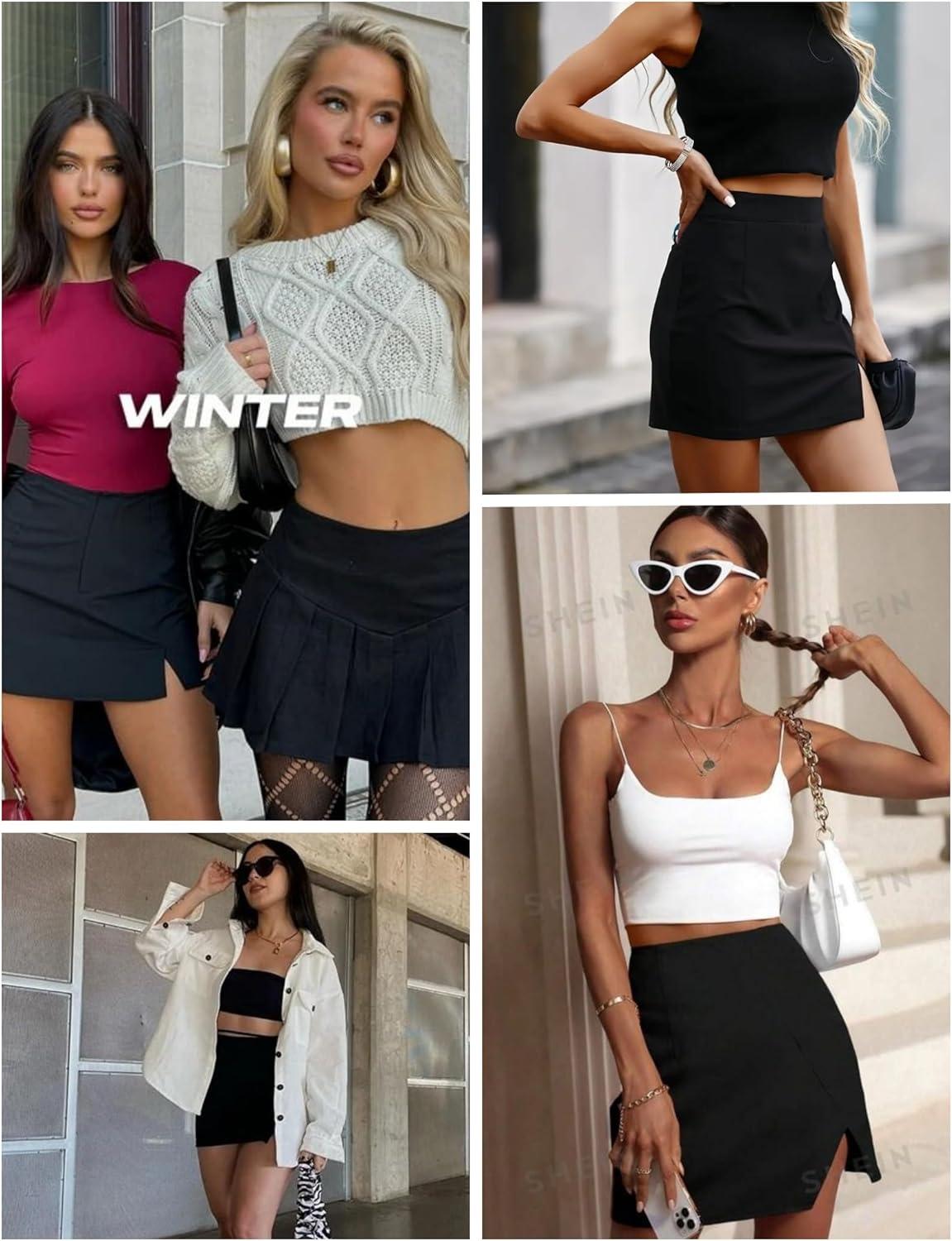 imageZeagoo Mini Skirts for Women Satin Silk High Waisted Sexy Split Slit Hem Aline Zipper Party Short Skirt01black