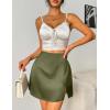 imageZeagoo Mini Skirts for Women Satin Silk High Waisted Sexy Split Slit Hem Aline Zipper Party Short SkirtArmy Green