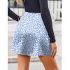 imageZeagoo Mini Skirts for Women Satin Silk High Waisted Sexy Split Slit Hem Aline Zipper Party Short SkirtBlue Floral