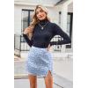 imageZeagoo Mini Skirts for Women Satin Silk High Waisted Sexy Split Slit Hem Aline Zipper Party Short SkirtBlue Floral