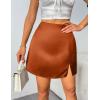 imageZeagoo Mini Skirts for Women Satin Silk High Waisted Sexy Split Slit Hem Aline Zipper Party Short SkirtCaramel